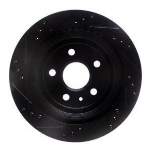 Cadillac CTS Brake Rotor (1) - Rear Right - R1 Concepts - Drilled & Slotted - Black - `08-`19